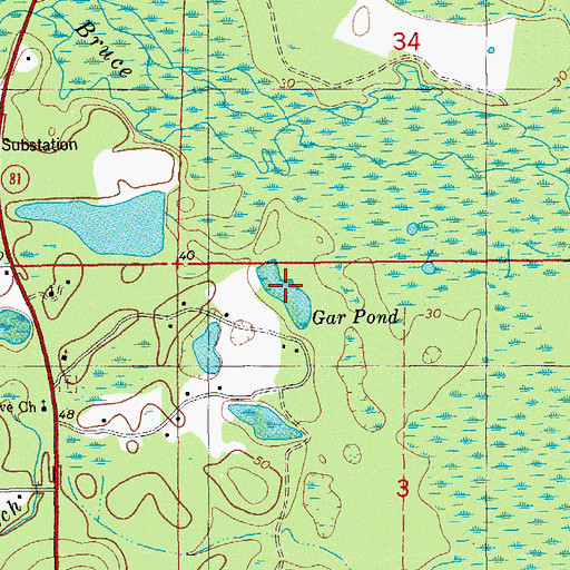 Topographic Map of Gar Pond, FL