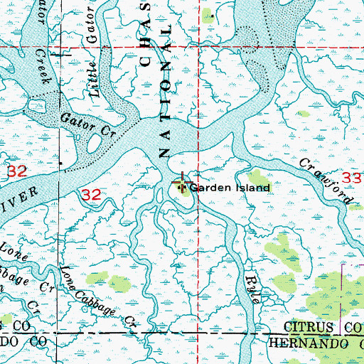 Topographic Map of Garden Island, FL