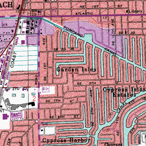 Topographic Map of Garden Isles, FL