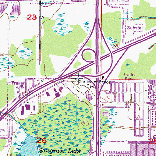 Topographic Map of Garden of Peace Cemetery, FL