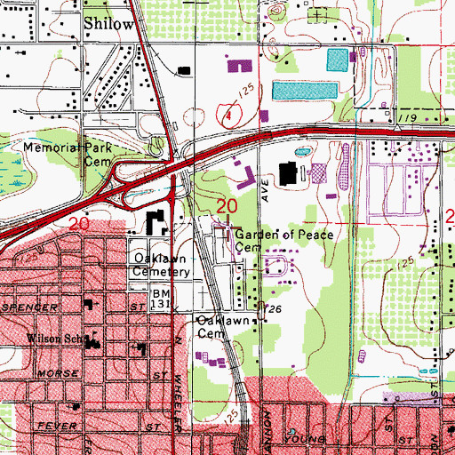 Topographic Map of Garden of Peace Cemetery, FL