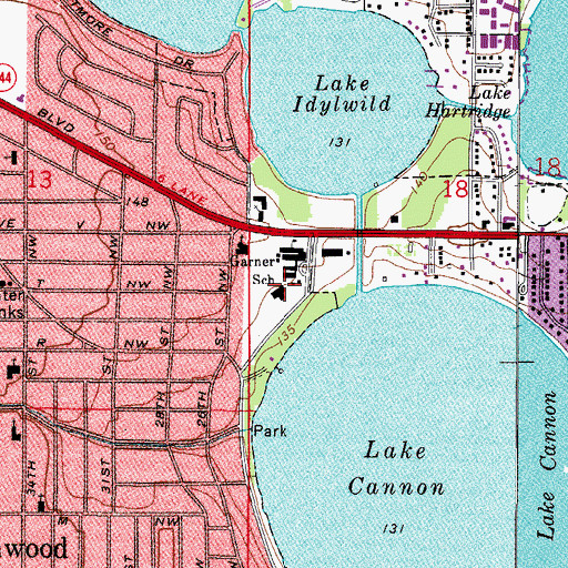 Topographic Map of Fred G Garner Elementary School, FL