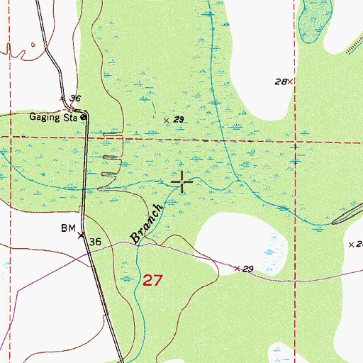 Topographic Map of Garrett Branch, FL