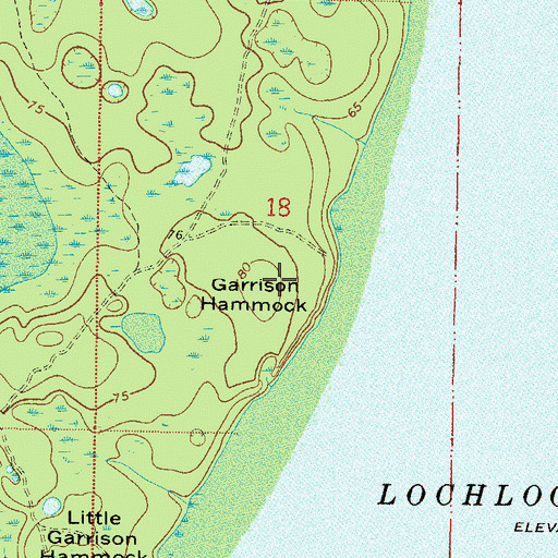 Topographic Map of Garrison Hammock, FL