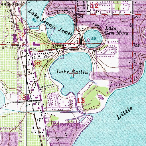 Topographic Map of Lake Gatlin, FL
