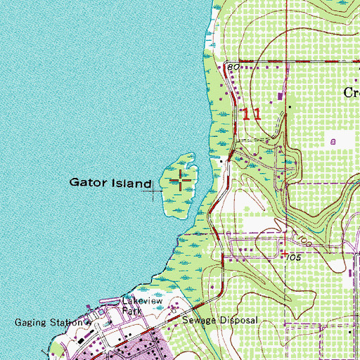 Topographic Map of Gator Island, FL