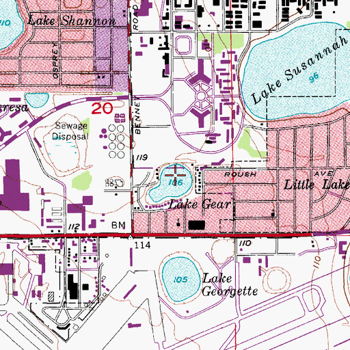Topographic Map of Lake Gear, FL