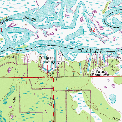 Topographic Map of Geigers Landing, FL