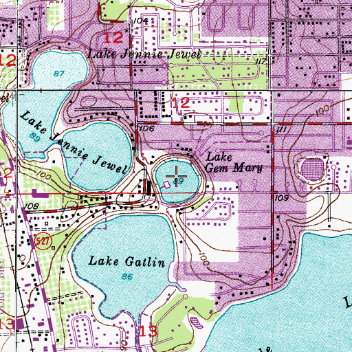 Topographic Map of Lake Gem Mary, FL