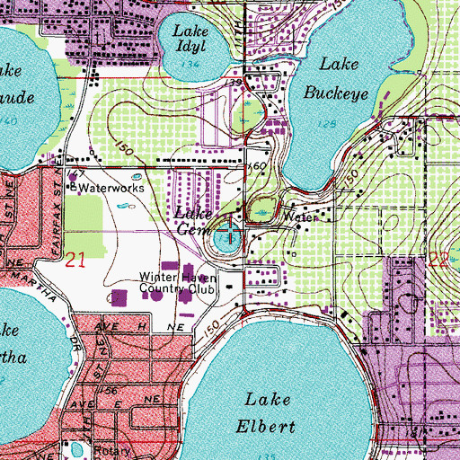 Topographic Map of Lake Gem, FL