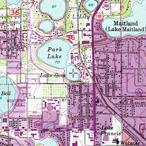 Topographic Map of Lake Gem, FL