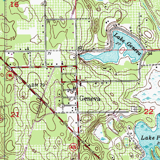 Topographic Map of Geneva, FL