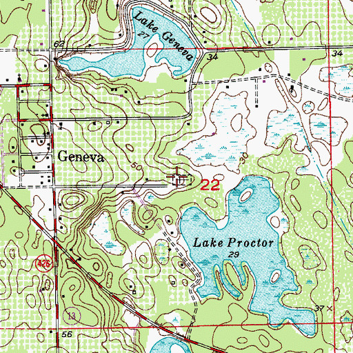 Topographic Map of Geneva Cemetery, FL