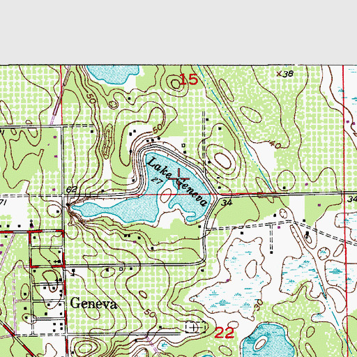 Topographic Map of Lake Geneva, FL