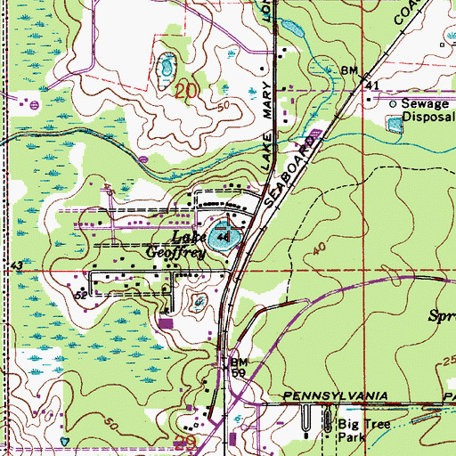 Topographic Map of Lake Geoffrey, FL
