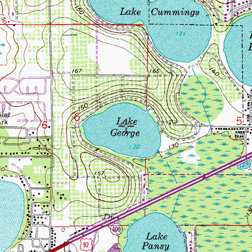 Topographic Map of Lake George, FL