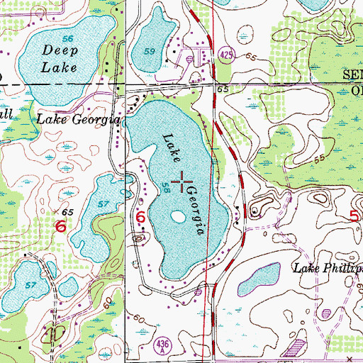 Topographic Map of Lake Georgia, FL
