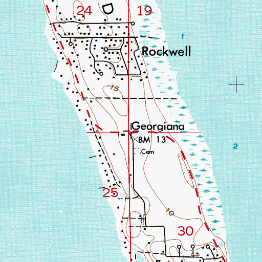 Topographic Map of Georgiana, FL