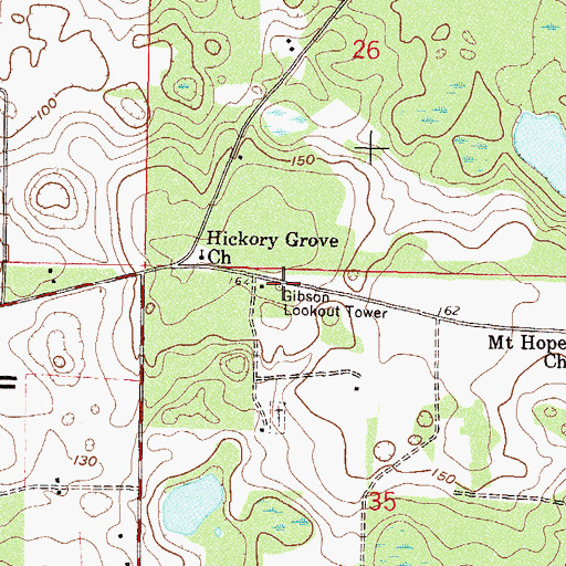 Topographic Map of Gibson Lookout Tower, FL