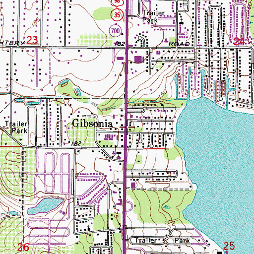Topographic Map of Gibsonia, FL