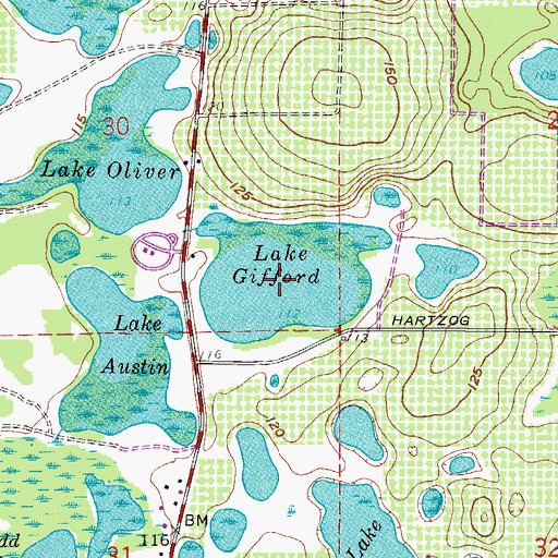 Topographic Map of Lake Gifford, FL