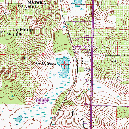 Topographic Map of Lake Gilbert, FL