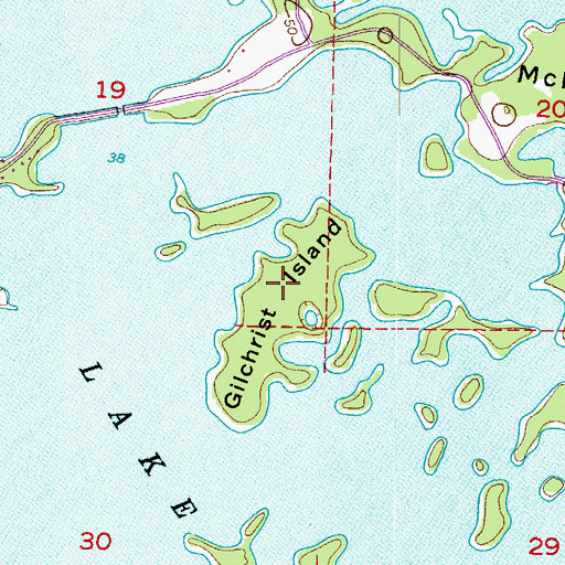 Topographic Map of Gilchrist Island, FL