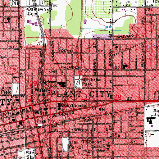 Topographic Map of Gilchrist Park, FL
