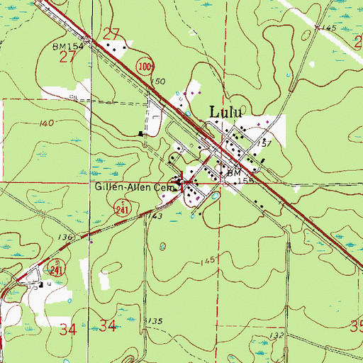 Topographic Map of Gillen Allen Cemetery, FL