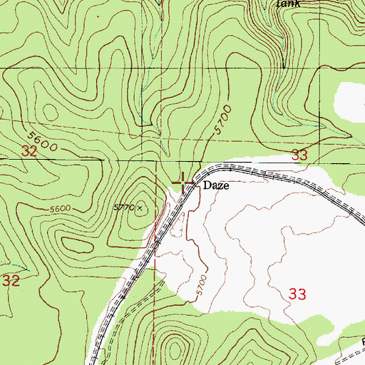 Topographic Map of Daze, AZ