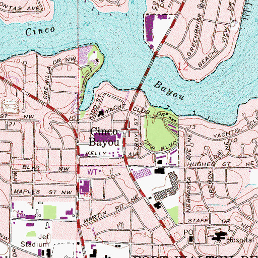 Topographic Map of Cinco Bayou, FL