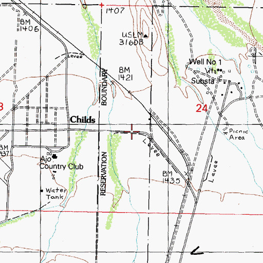 Topographic Map of Childs, AZ