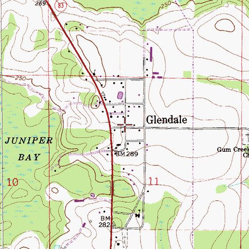 Topographic Map of Glendale, FL