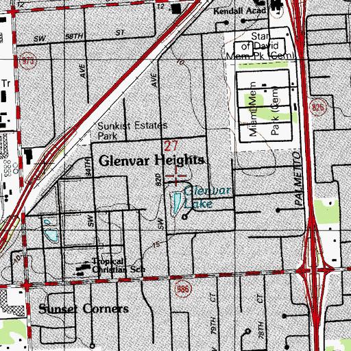 Topographic Map of Glenvar Heights, FL