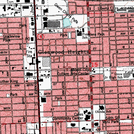 Topographic Map of Glenwood Heights, FL