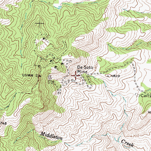 Topographic Map of De Soto Mine, AZ