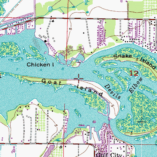 Topographic Map of Goat Island, FL