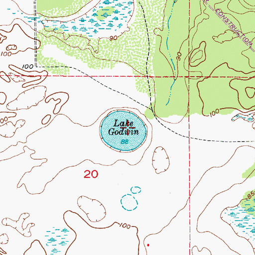Topographic Map of Lake Godwin, FL