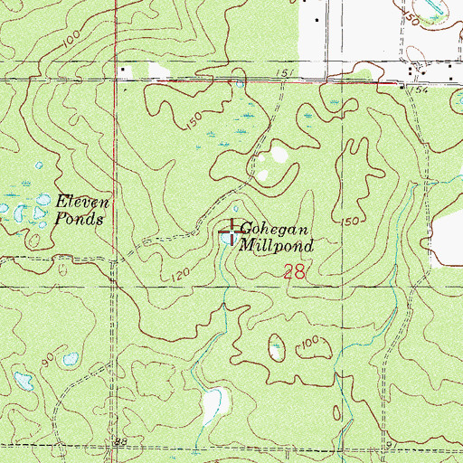Topographic Map of Gohegan Millpond, FL