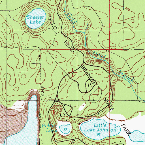 Topographic Map of Mike Roess Gold Head Branch State Park, FL