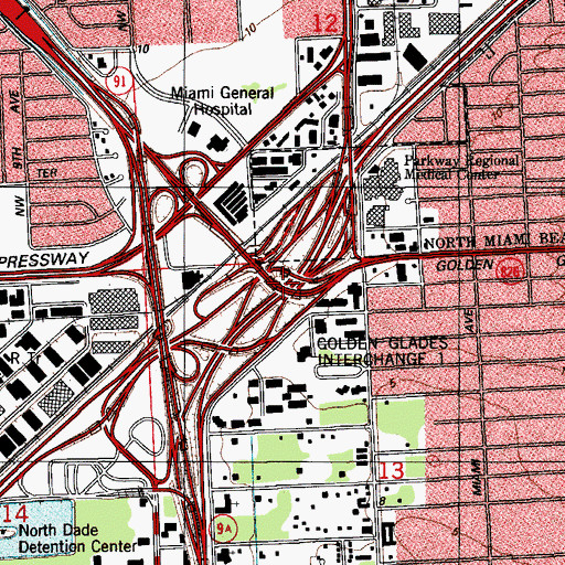 Topographic Map of Golden Glades Interchange 1, FL