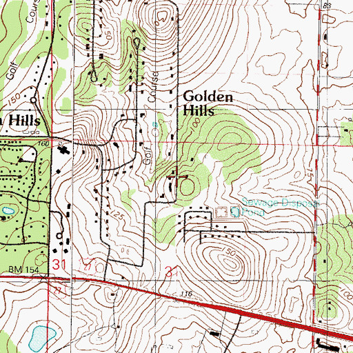 Topographic Map of Golden Hills Golf and Turf Club, FL