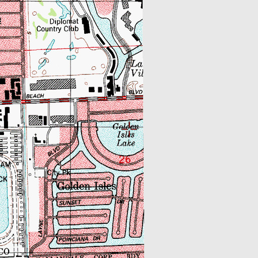 Topographic Map of Golden Isles Lake, FL