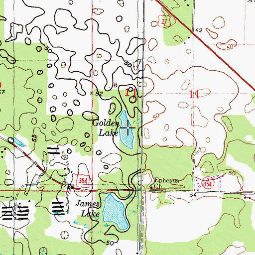 Topographic Map of Golden Lake, FL