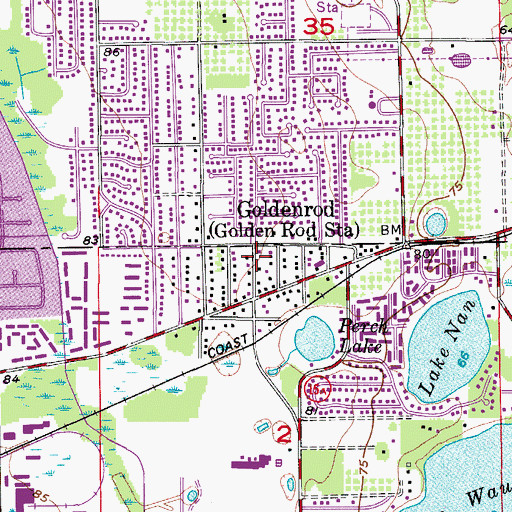 Topographic Map of Goldenrod, FL
