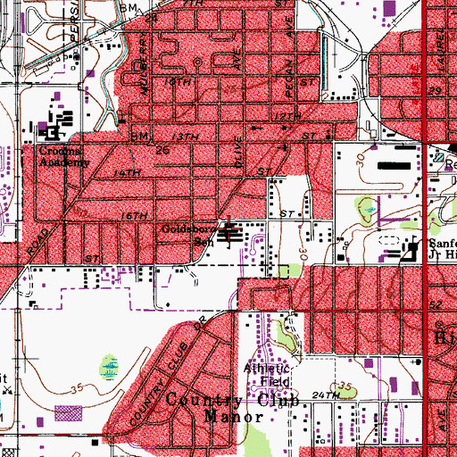Topographic Map of Goldsboro School, FL