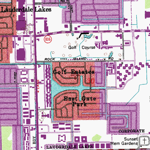 Topographic Map of Golf Estates, FL