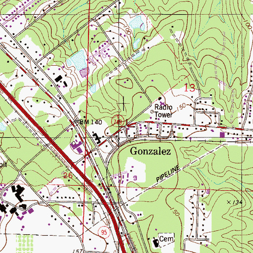 Topographic Map of Gonzalez, FL