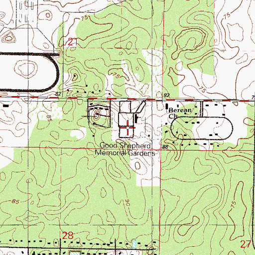 Topographic Map of Good Shepherd Memorial Gardens, FL