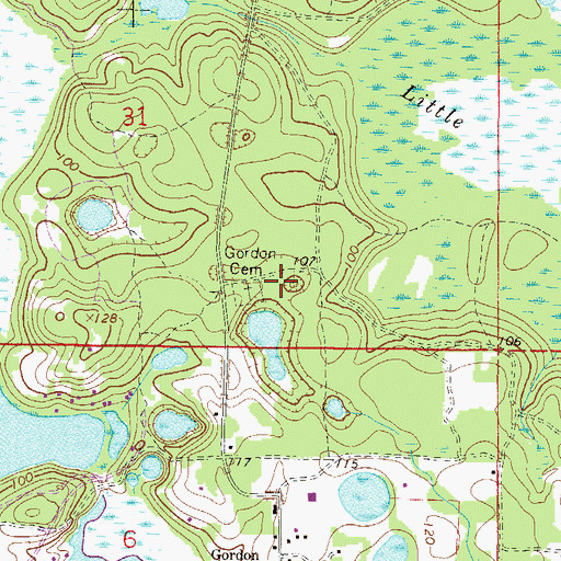 Topographic Map of Gordon Chapel Cemetery, FL